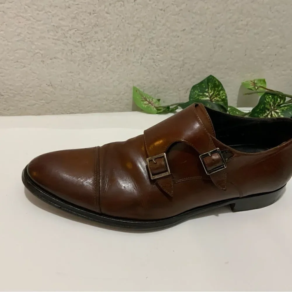 To Boot New York Men’s 8 brown leather double monk strap cap-toe dress shoes